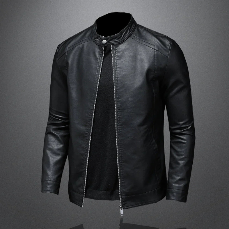 Stylische und wasserdichte schwarze Bikerjacke für Herren - Slim Fit, perfekt für den Alltag