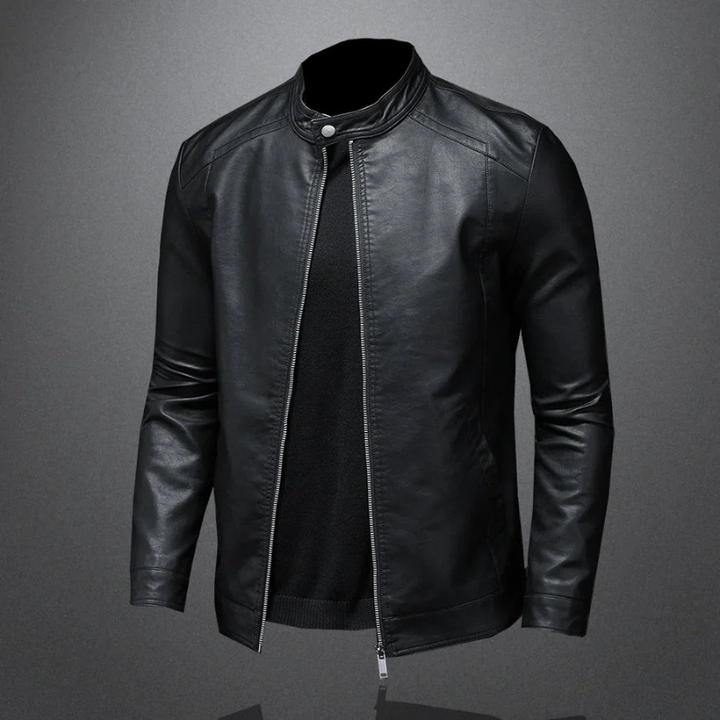 Stylische und wasserdichte schwarze Bikerjacke für Herren - Slim Fit, perfekt für den Alltag