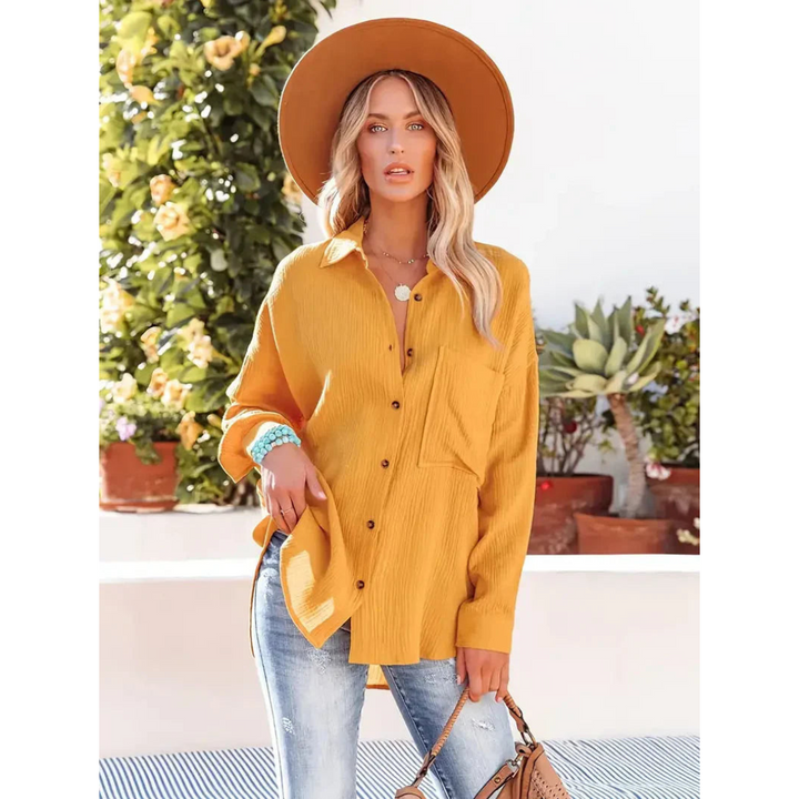 Elegantes langärmeliges Damenhemd mit klassischem Button-down-Verschluss