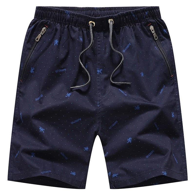 Balder - Trendy blauw-beige heren zwembroek met praktische ritszakken voor een stijlvolle strandlook