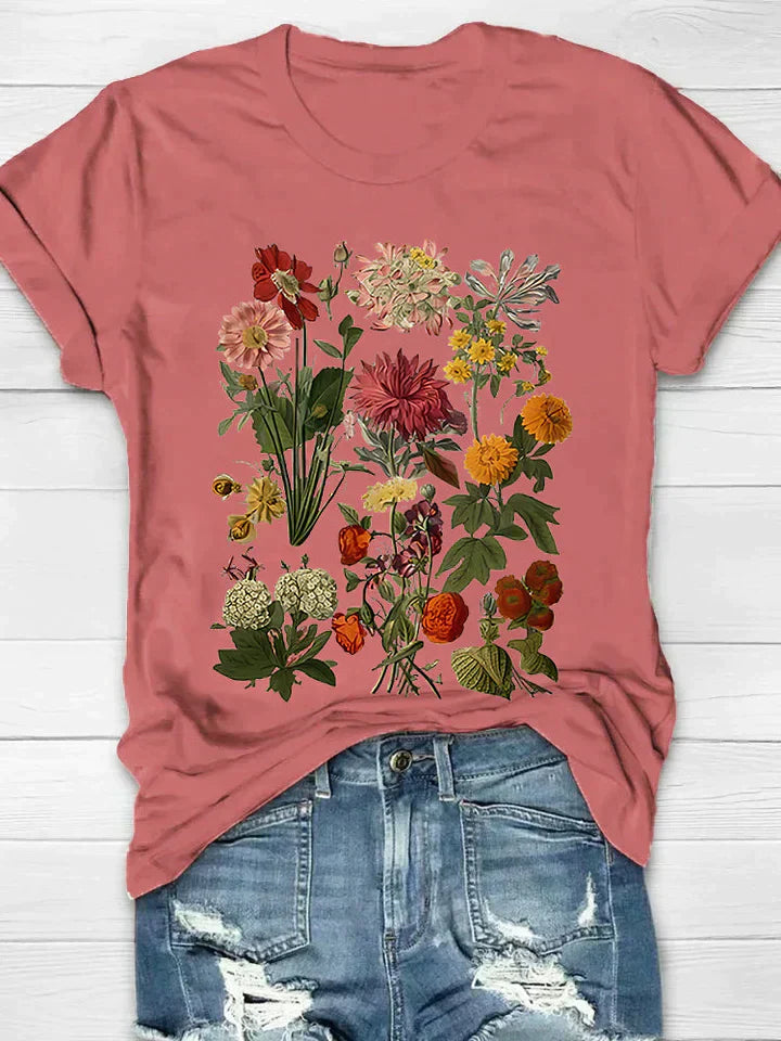 Modisches kurzärmeliges Damen-T-Shirt mit bezauberndem Blumendruck
