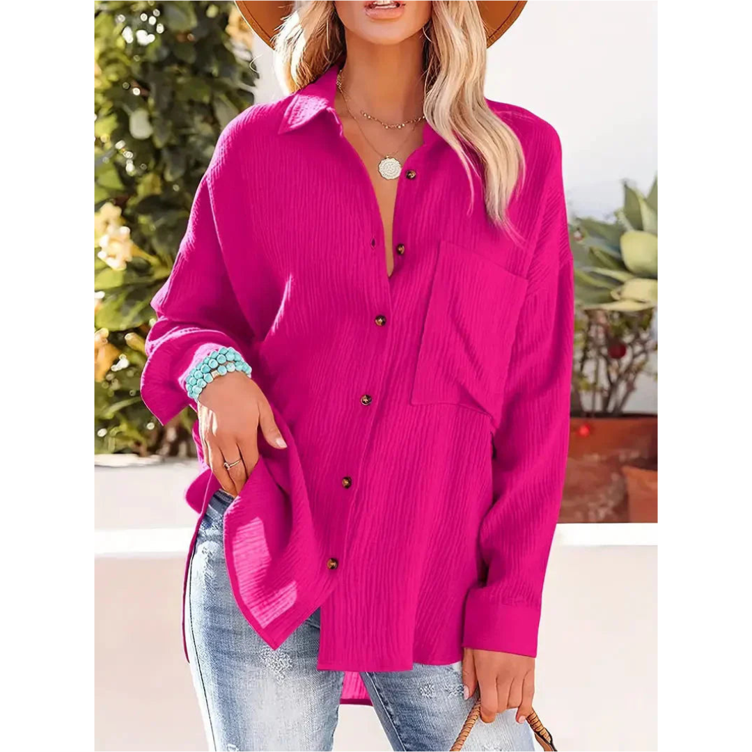 Elegantes langärmeliges Damenhemd mit klassischem Button-down-Verschluss
