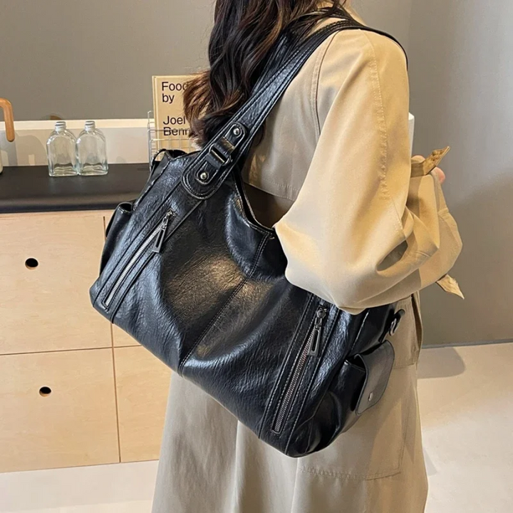 Malyna Elegante Casual Schoudertas met Rits en Verstelbare Band voor Luxe en Comfort