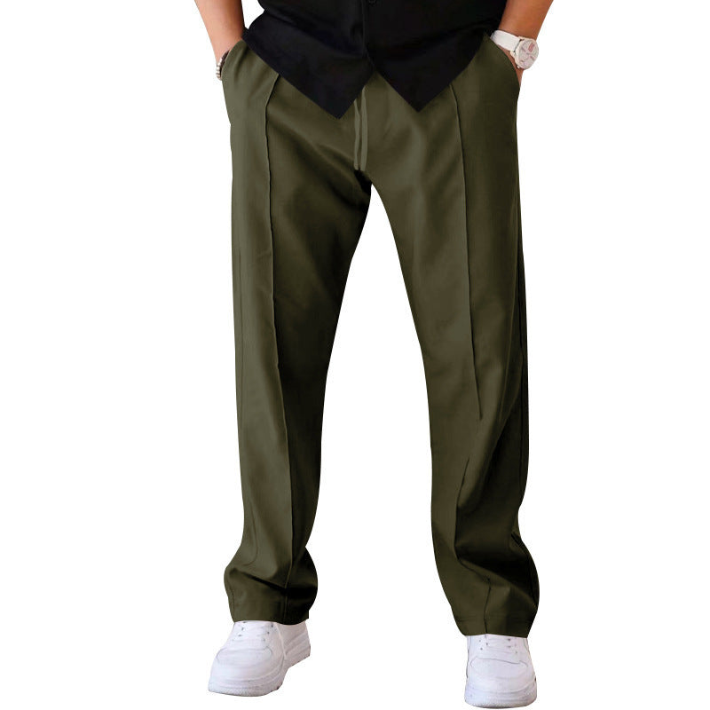 Modische und bequeme Herrenhose mit weitem Bein aus atmungsaktivem, leichtem Stoff