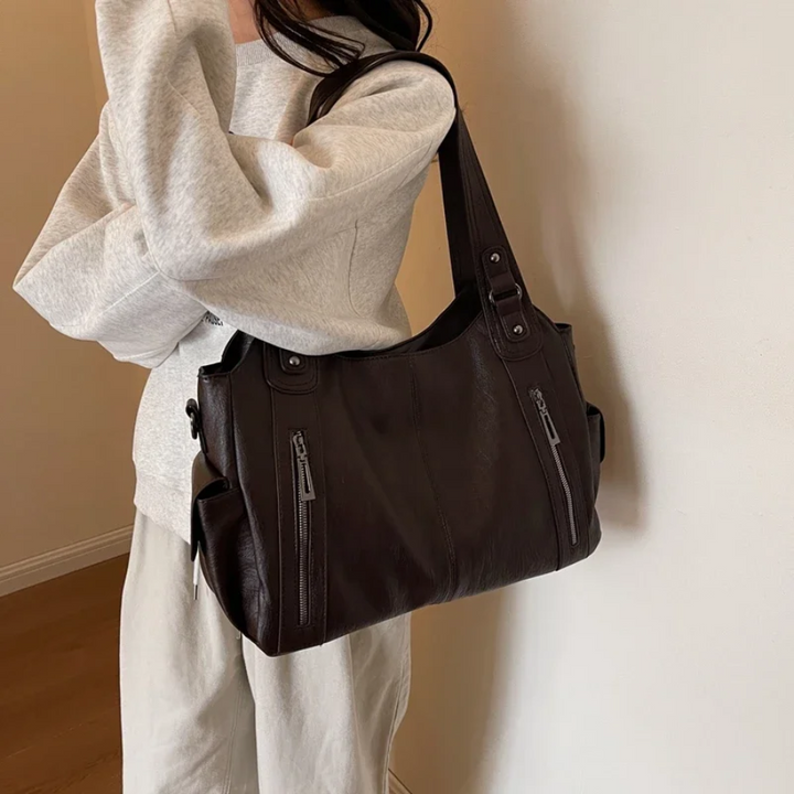 Malyna Elegante Casual Schoudertas met Rits en Verstelbare Band voor Luxe en Comfort