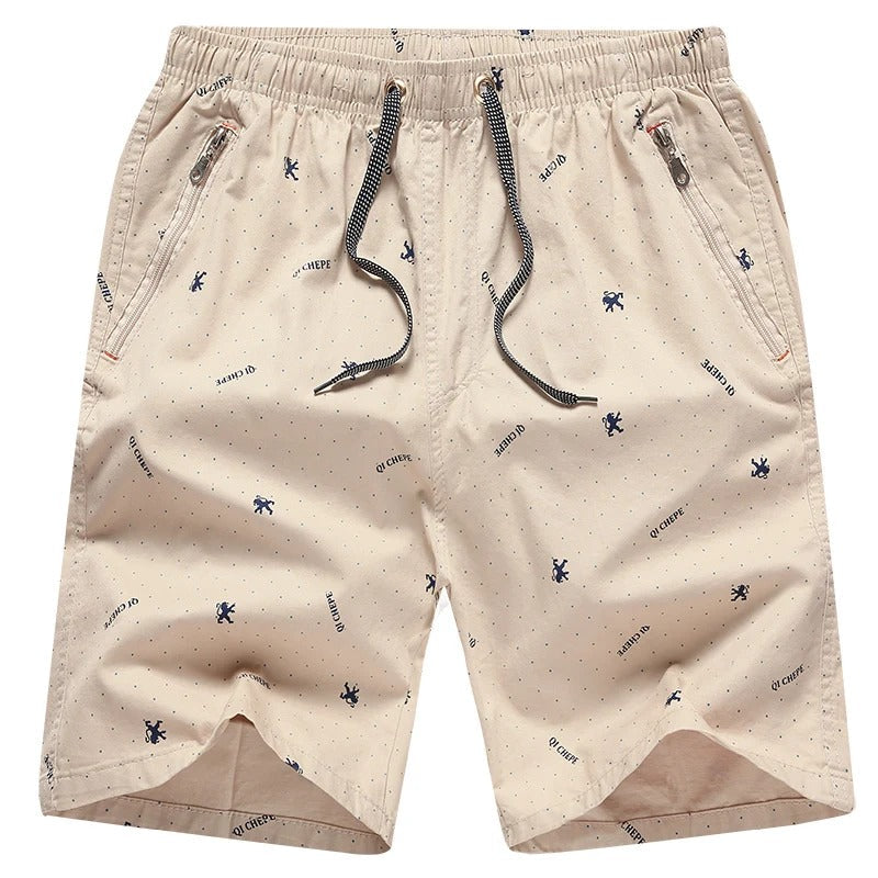 Balder - Trendy blauw-beige heren zwembroek met praktische ritszakken voor een stijlvolle strandlook