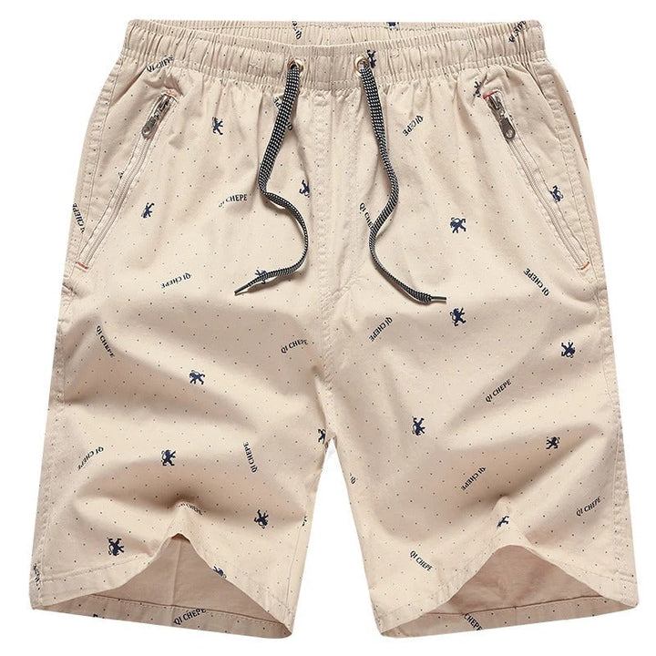 Balder - Trendy blauw-beige heren zwembroek met praktische ritszakken voor een stijlvolle strandlook