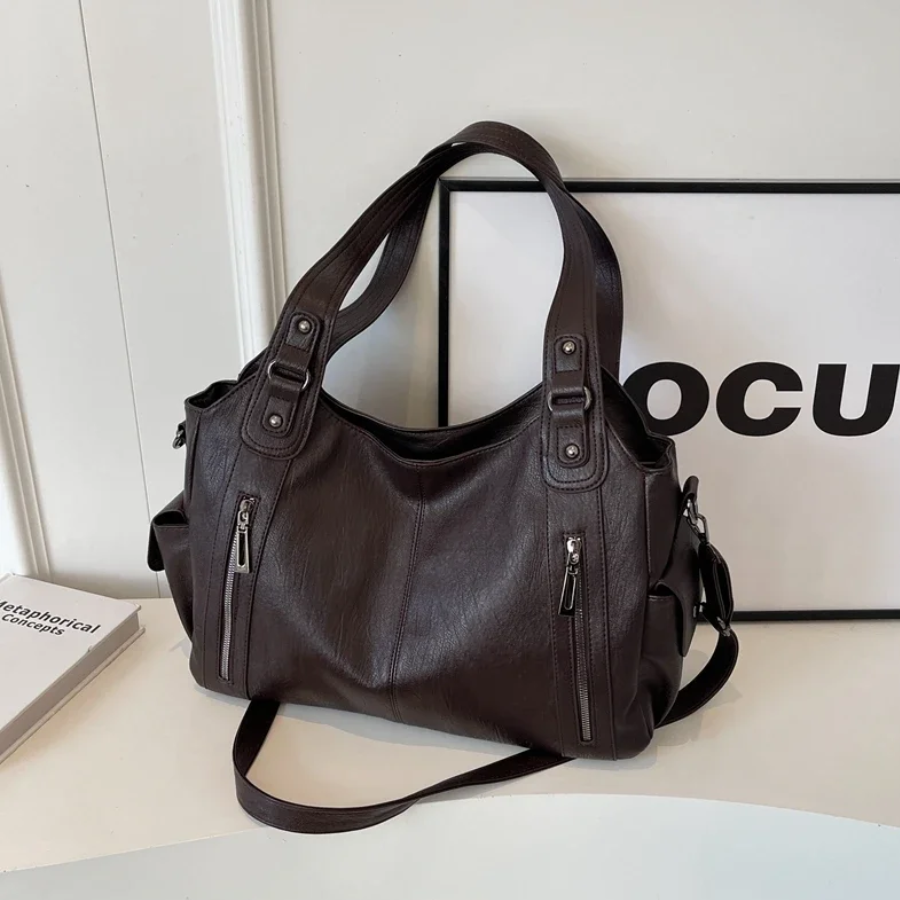 Malyna Elegante Casual Schoudertas met Rits en Verstelbare Band voor Luxe en Comfort