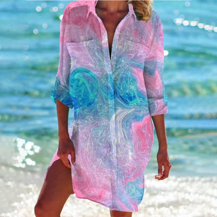 Modisches mehrfarbiges Sommer-Strandshirt für Frauen mit originellem Mini-Design