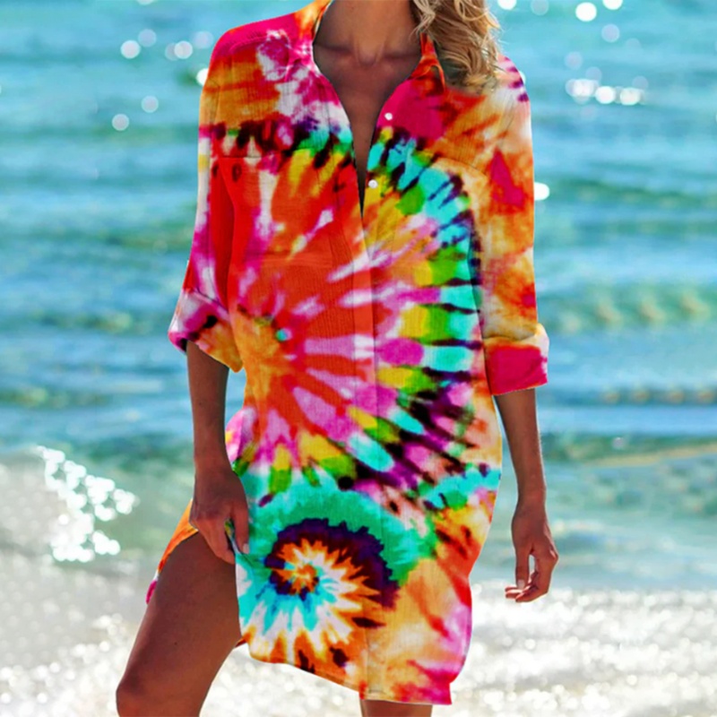 Modisches mehrfarbiges Sommer-Strandshirt für Frauen mit originellem Mini-Design