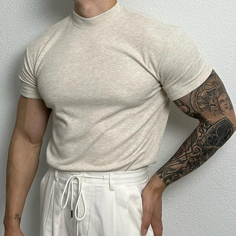 Heinrich | Modny prążkowany T-shirt z elegancką stójką dla swobodnego stylu