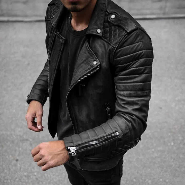Stylowa i wodoodporna męska kurtka biker premium – elegancki design na każdą okazję