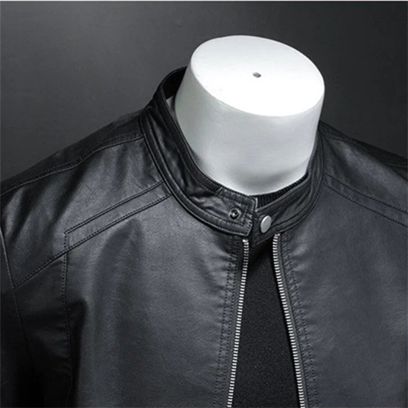Stylische und wasserdichte schwarze Bikerjacke für Herren - Slim Fit, perfekt für den Alltag