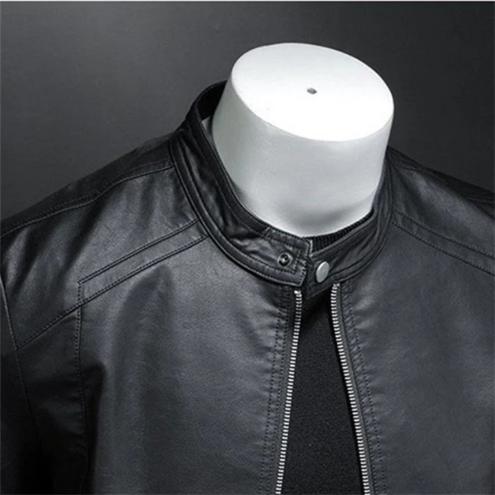 Stylische und wasserdichte schwarze Bikerjacke für Herren - Slim Fit, perfekt für den Alltag
