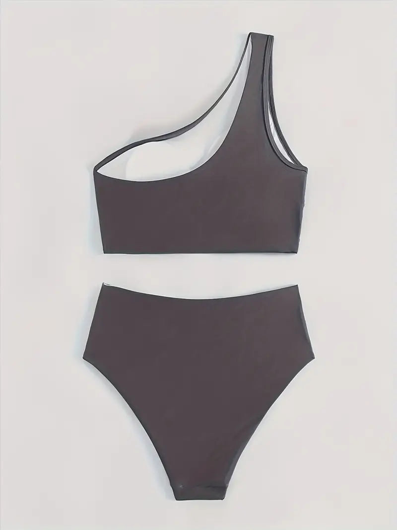 Farzeen Elegance | Stylish One-Shoulder High-Waisted Bikini Set for a Stunning Beach Look