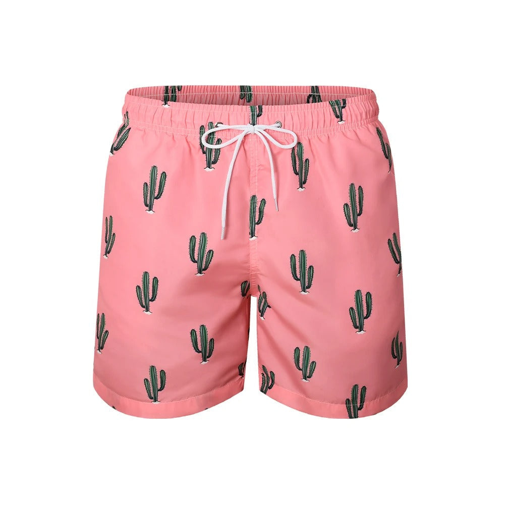 Modieuze roze zwemshort met trendy cactusprint voor een stijlvolle uitstraling - Brayden