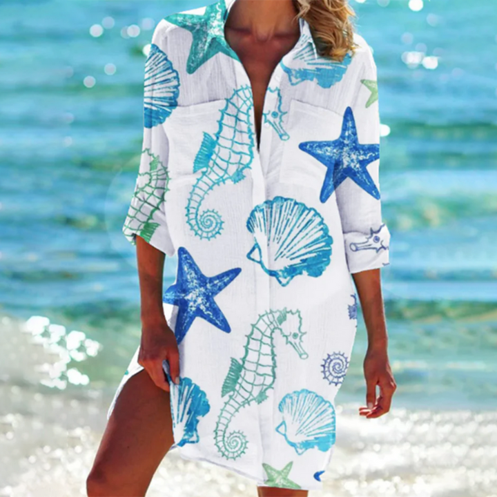 Modisches mehrfarbiges Sommer-Strandshirt für Frauen mit originellem Mini-Design
