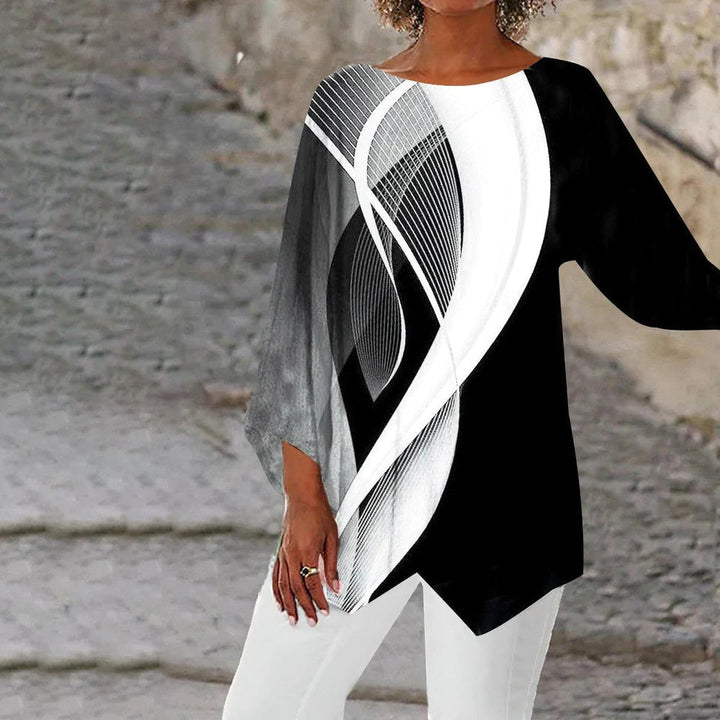 Elegantes geometrisches Langarm-Top für Damen - eine stilvolle und modische Option für jede Gelegenheit