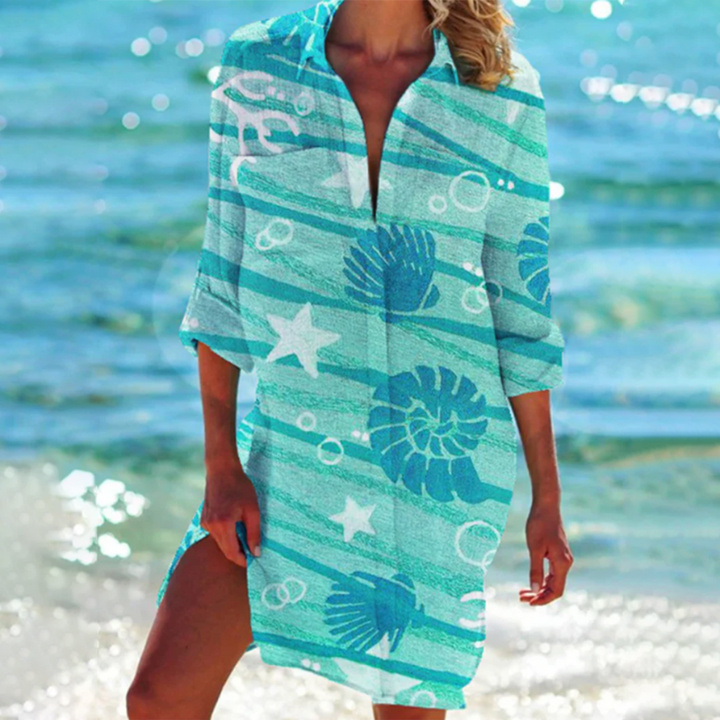 Modisches mehrfarbiges Sommer-Strandshirt für Frauen mit originellem Mini-Design
