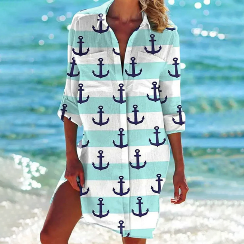 Modisches mehrfarbiges Sommer-Strandshirt für Frauen mit originellem Mini-Design