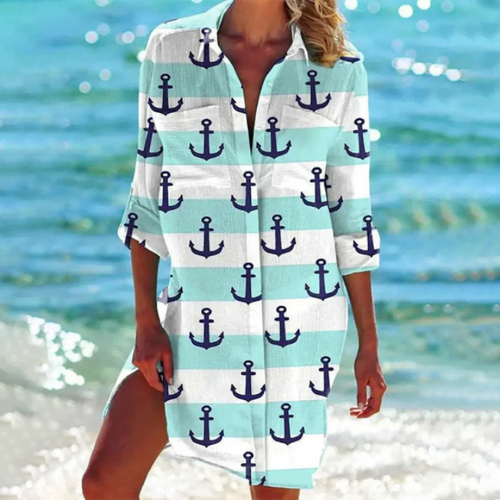 Modisches mehrfarbiges Sommer-Strandshirt für Frauen mit originellem Mini-Design