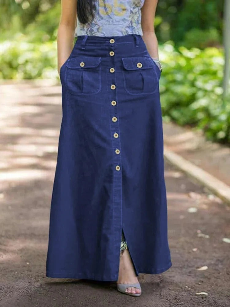 Elegant lange spijkerrok voor dames - stijlvol comfort en tijdloze klasse met Margriet