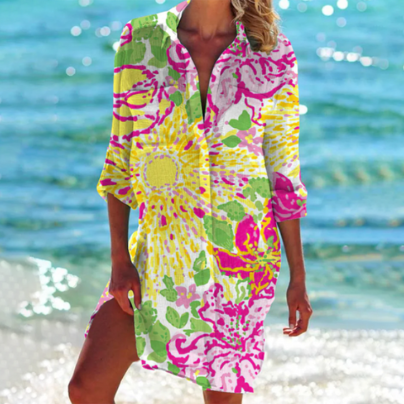 Modisches mehrfarbiges Sommer-Strandshirt für Frauen mit originellem Mini-Design