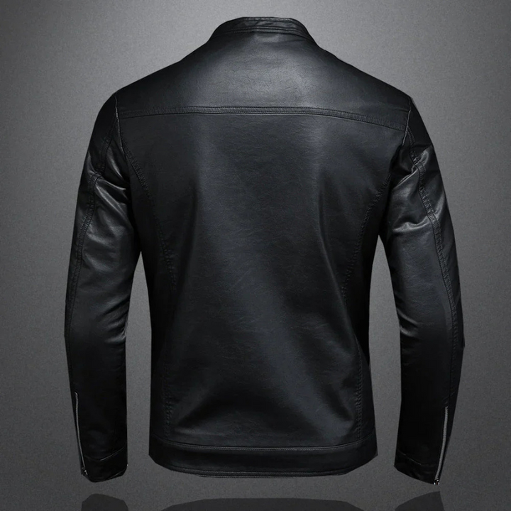 Stylische und wasserdichte schwarze Bikerjacke für Herren - Slim Fit, perfekt für den Alltag