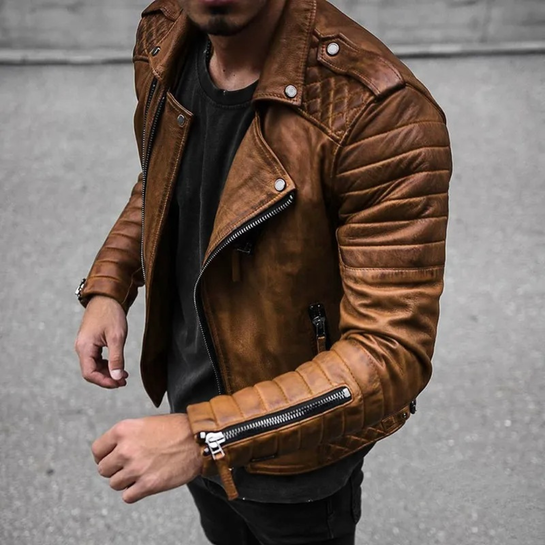 Stylowa i wodoodporna męska kurtka biker premium – elegancki design na każdą okazję