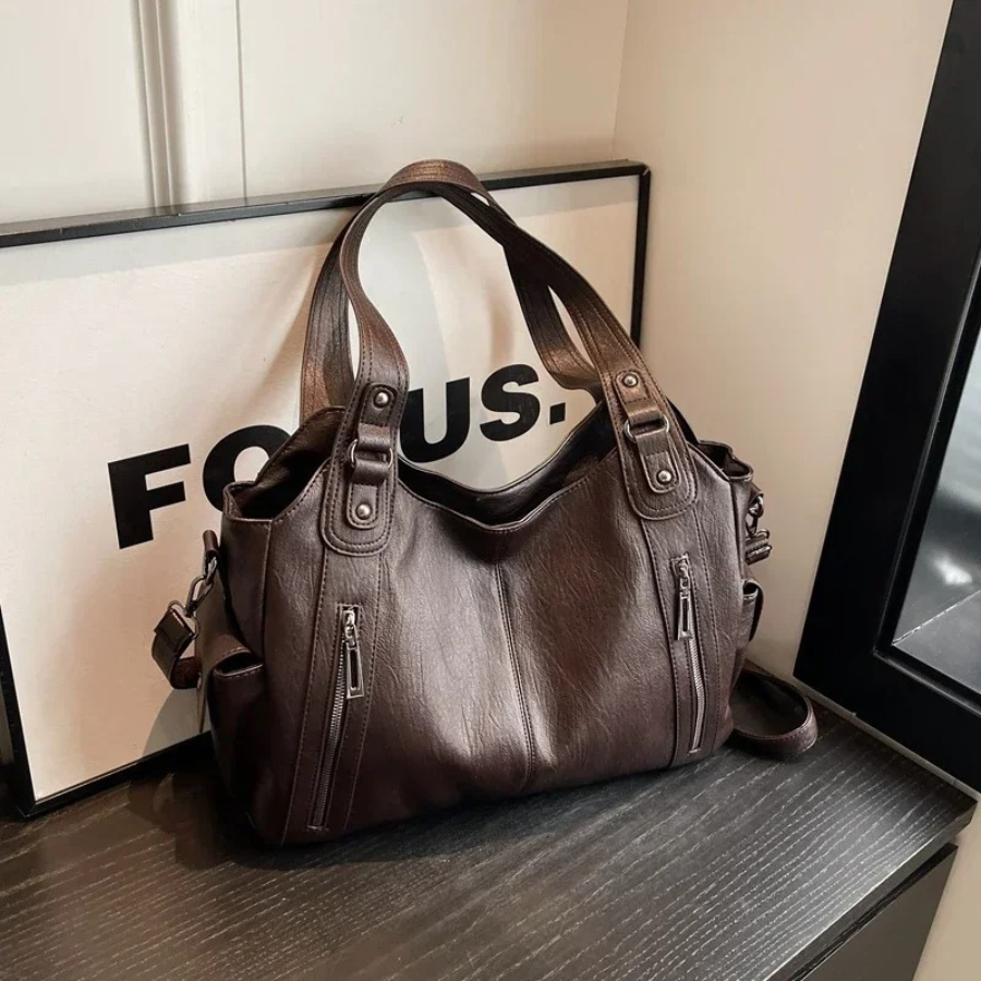 Malyna Elegante Casual Schoudertas met Rits en Verstelbare Band voor Luxe en Comfort
