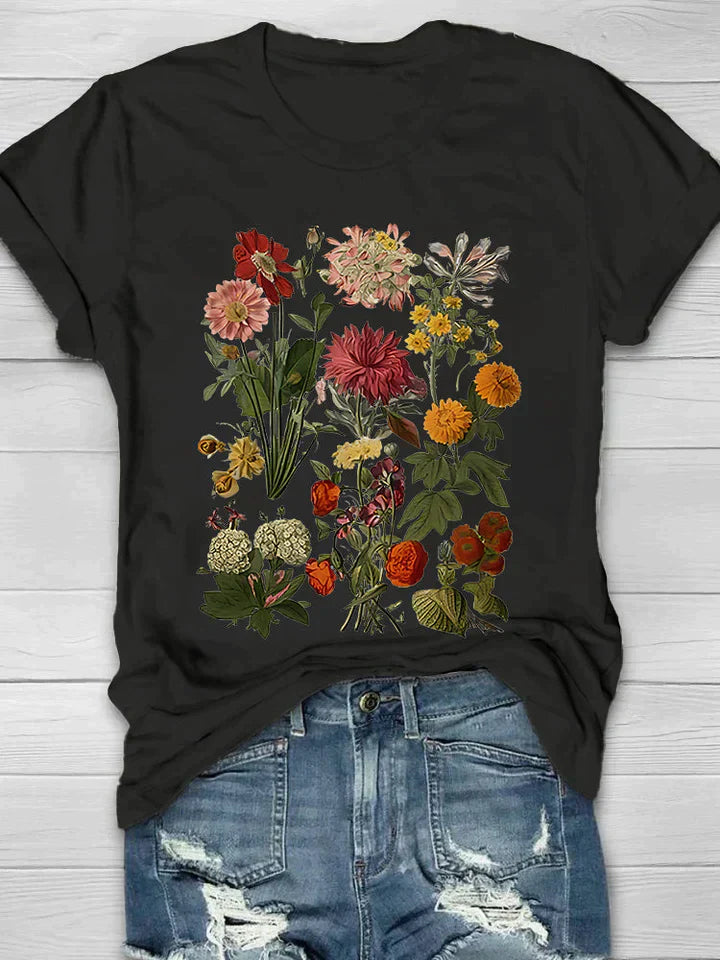 Modisches kurzärmeliges Damen-T-Shirt mit bezauberndem Blumendruck