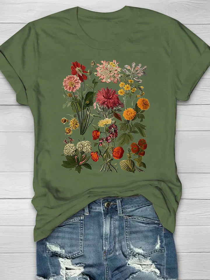 Modisches kurzärmeliges Damen-T-Shirt mit bezauberndem Blumendruck
