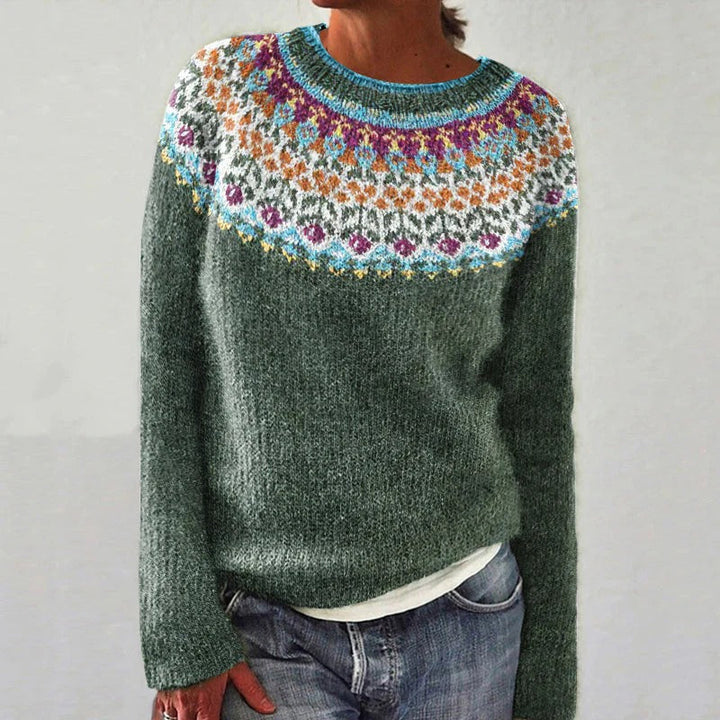 Eleganter Damenpullover mit bezauberndem Gartenmotiv