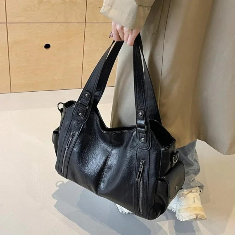 Malyna Elegante Casual Schoudertas met Rits en Verstelbare Band voor Luxe en Comfort