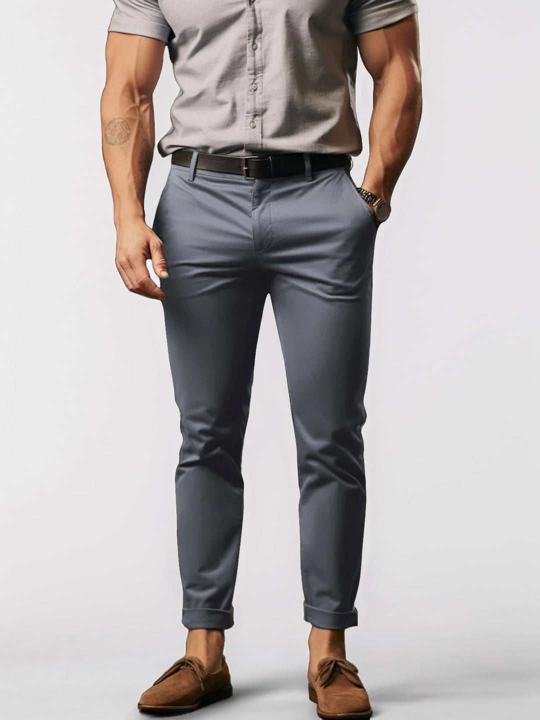 Hochwertige Chino-Hose für Herren aus einer dehnbaren, pflegeleichten Baumwollmischung - idealer Komfort und Stil