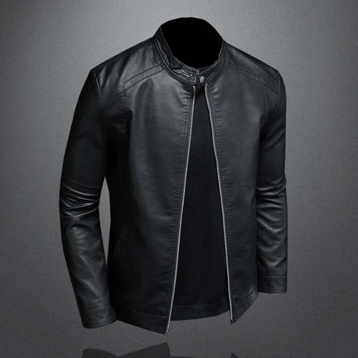 Stylische und wasserdichte schwarze Bikerjacke für Herren - Slim Fit, perfekt für den Alltag