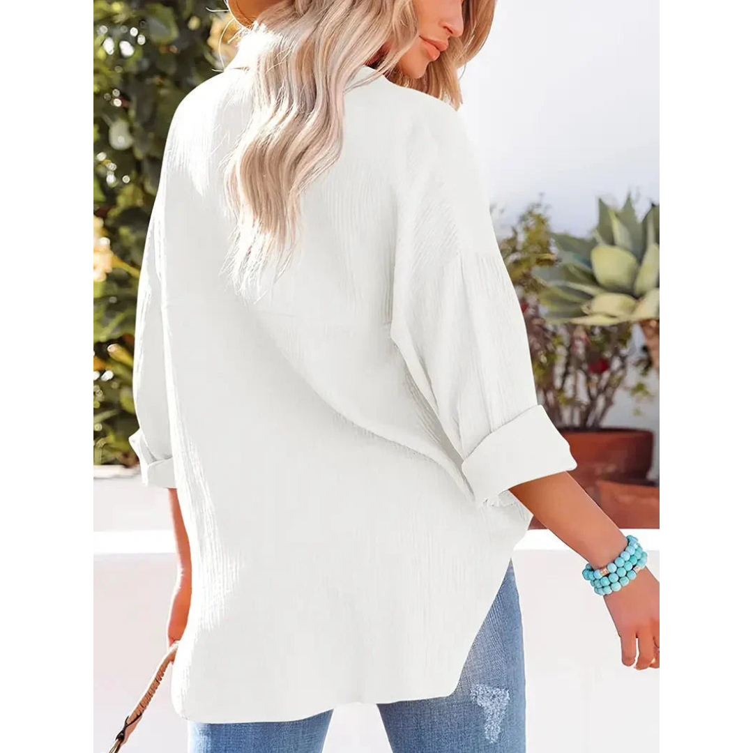 Elegantes langärmeliges Damenhemd mit klassischem Button-down-Verschluss