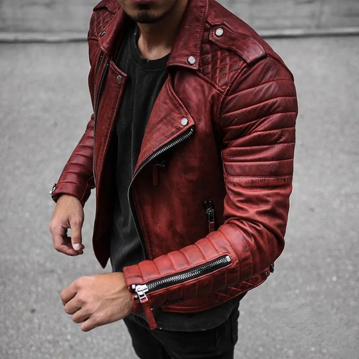Stylowa i wodoodporna męska kurtka biker premium – elegancki design na każdą okazję