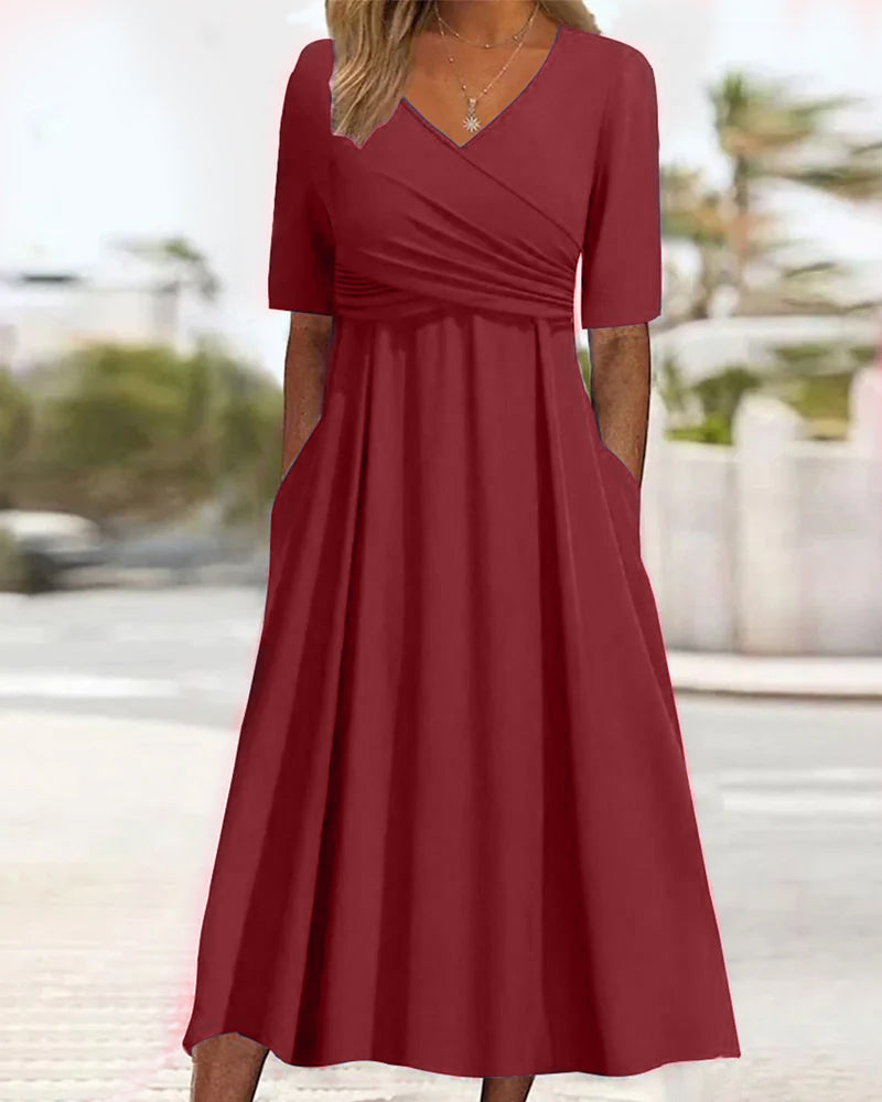 Stilvolles Midikleid mit überkreuzten Ärmeln für elegante Anlässe