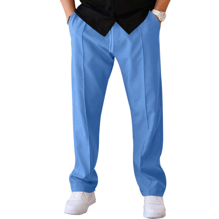 Modische und bequeme Herrenhose mit weitem Bein aus atmungsaktivem, leichtem Stoff