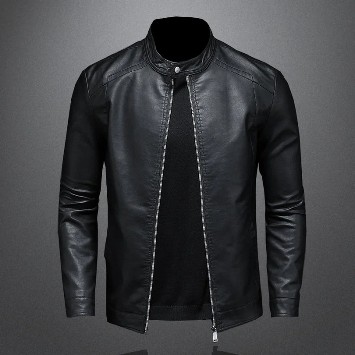 Stylische und wasserdichte schwarze Bikerjacke für Herren - Slim Fit, perfekt für den Alltag