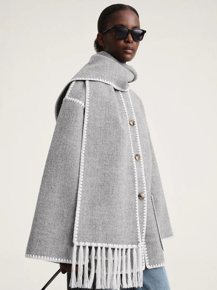 Modische Damenjacke mit elegantem Schal für außergewöhnlichen Komfort und einen raffinierten Look