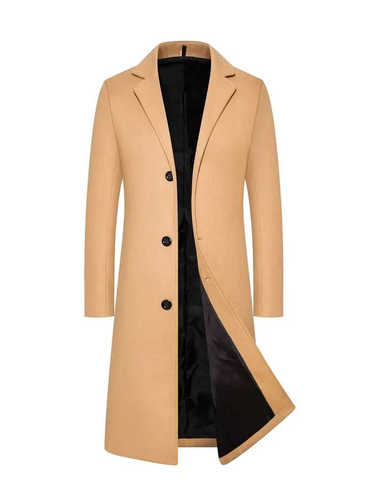 Eleganter und warmer Herrenmantel mit Kragen unten für kalte Tage