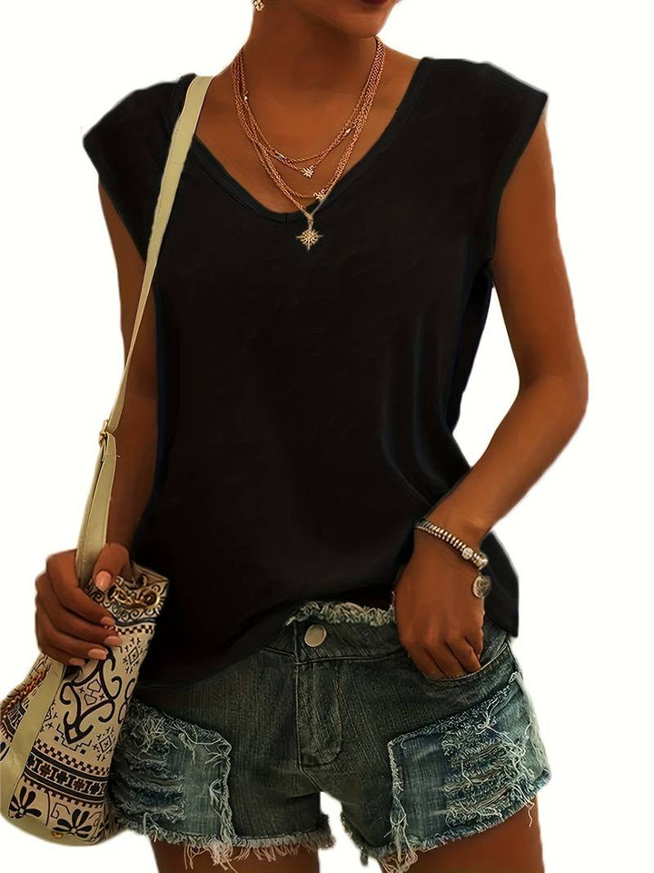 Stylisches ärmelloses Damen-Top mit elegantem V-Ausschnitt