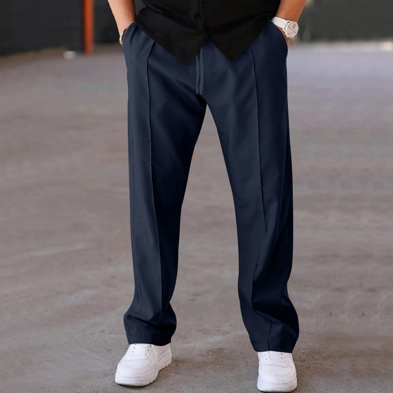 Modische und bequeme Herrenhose mit weitem Bein aus atmungsaktivem, leichtem Stoff