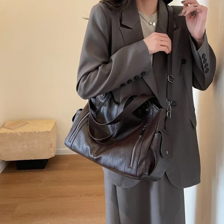Malyna Elegante Casual Schoudertas met Rits en Verstelbare Band voor Luxe en Comfort