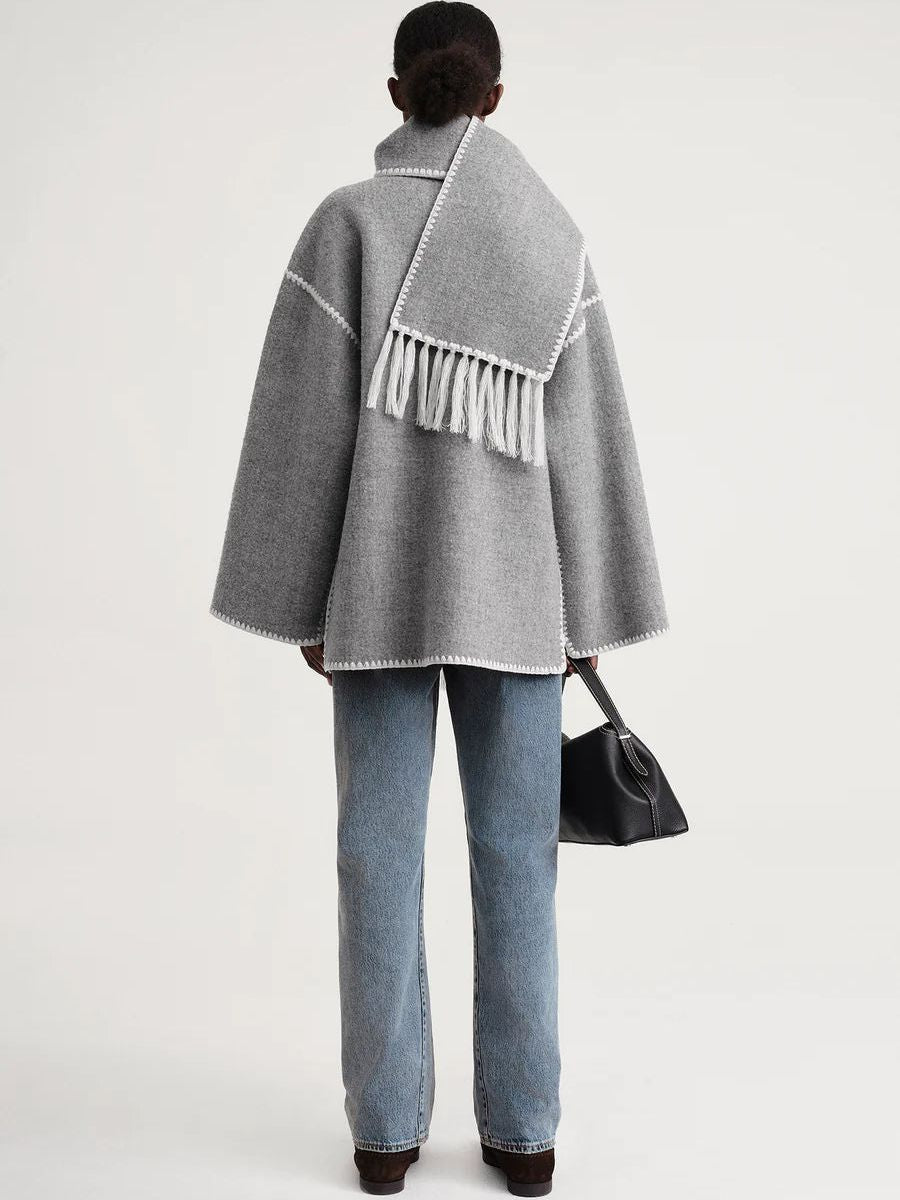Modische Damenjacke mit elegantem Schal für außergewöhnlichen Komfort und einen raffinierten Look