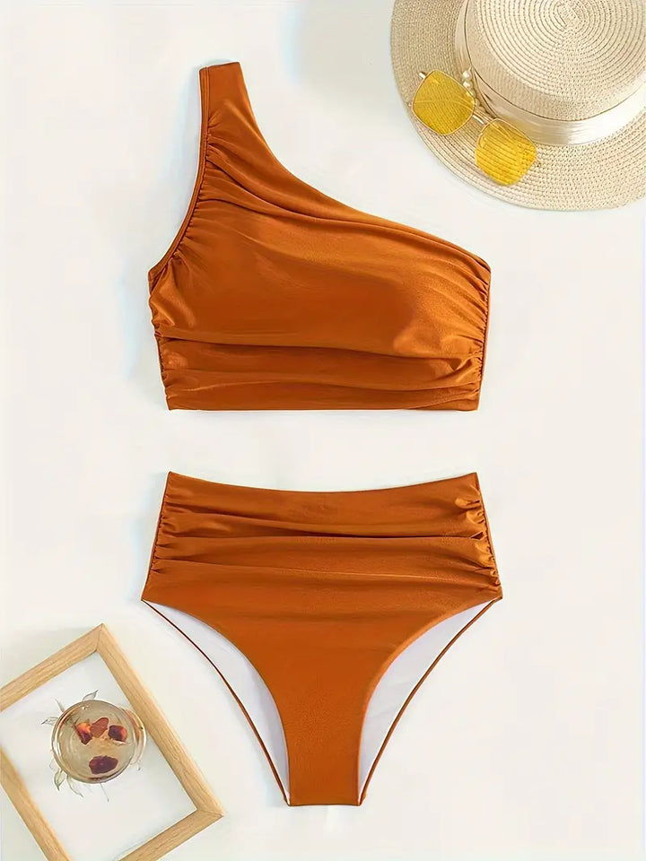 Farzeen Elegance | Stylish One-Shoulder High-Waisted Bikini Set for a Stunning Beach Look