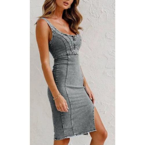 Sara™ - Stilvolles Denim-Kleid mit taillierter Passform für einen eleganten Effekt