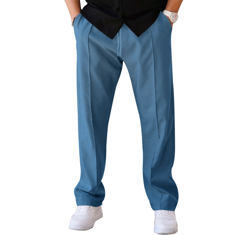 Modische und bequeme Herrenhose mit weitem Bein aus atmungsaktivem, leichtem Stoff